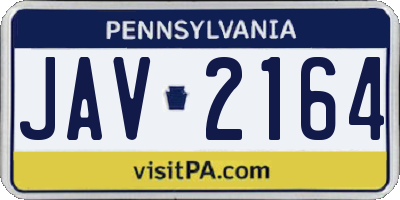 PA license plate JAV2164