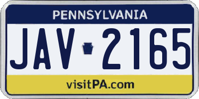 PA license plate JAV2165