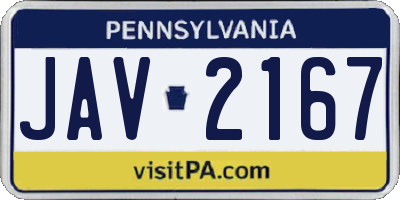 PA license plate JAV2167