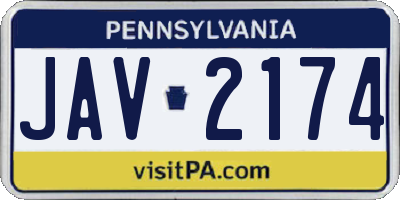 PA license plate JAV2174