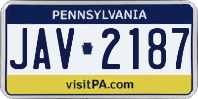 PA license plate JAV2187