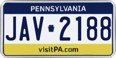 PA license plate JAV2188