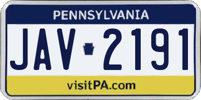 PA license plate JAV2191