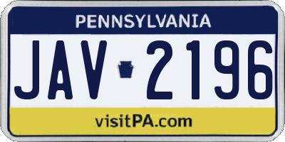 PA license plate JAV2196