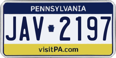 PA license plate JAV2197