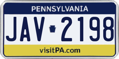 PA license plate JAV2198