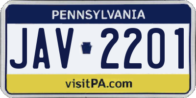 PA license plate JAV2201