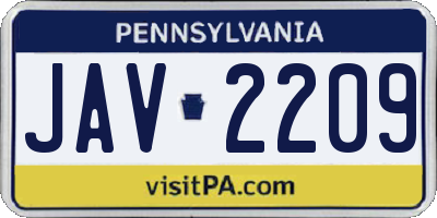 PA license plate JAV2209