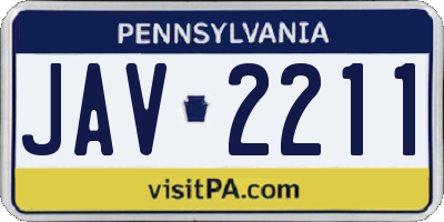 PA license plate JAV2211