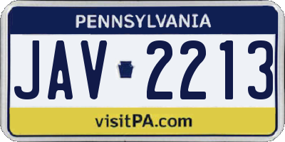 PA license plate JAV2213