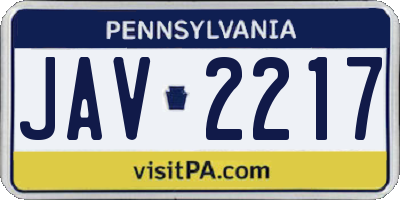 PA license plate JAV2217