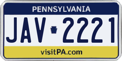 PA license plate JAV2221