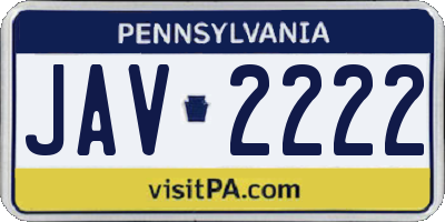 PA license plate JAV2222