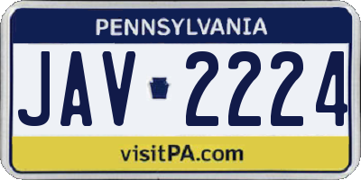 PA license plate JAV2224