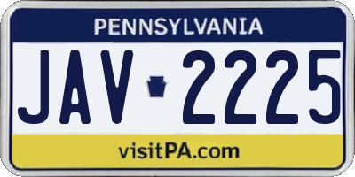 PA license plate JAV2225