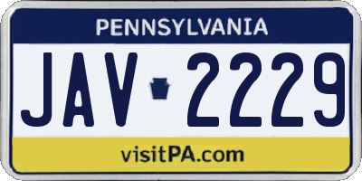 PA license plate JAV2229