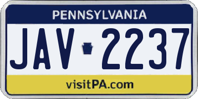 PA license plate JAV2237
