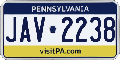 PA license plate JAV2238