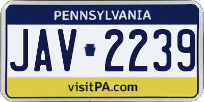 PA license plate JAV2239