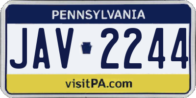 PA license plate JAV2244