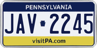 PA license plate JAV2245