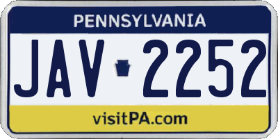 PA license plate JAV2252