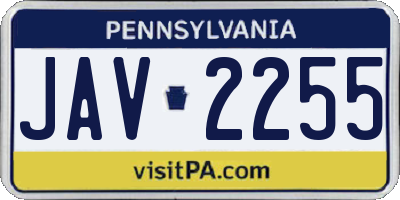 PA license plate JAV2255