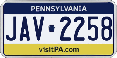 PA license plate JAV2258