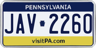 PA license plate JAV2260