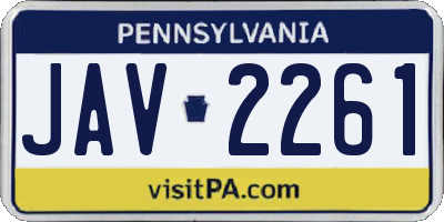 PA license plate JAV2261