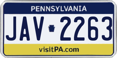 PA license plate JAV2263