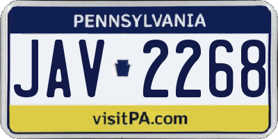 PA license plate JAV2268