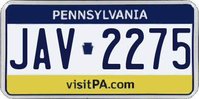 PA license plate JAV2275