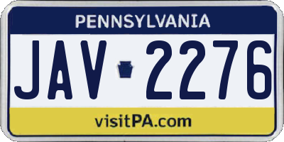 PA license plate JAV2276