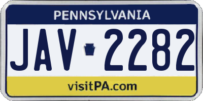 PA license plate JAV2282