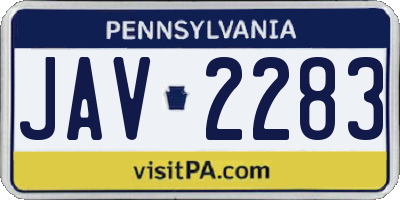 PA license plate JAV2283