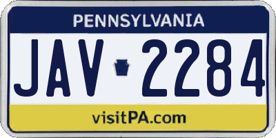 PA license plate JAV2284