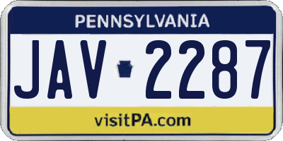 PA license plate JAV2287