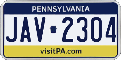 PA license plate JAV2304