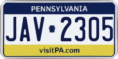 PA license plate JAV2305