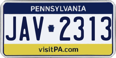 PA license plate JAV2313