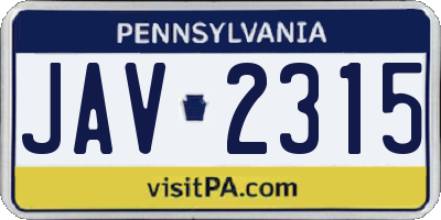 PA license plate JAV2315