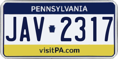 PA license plate JAV2317