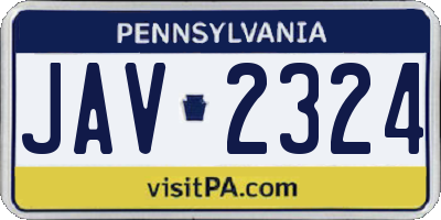 PA license plate JAV2324