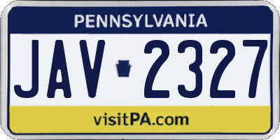 PA license plate JAV2327