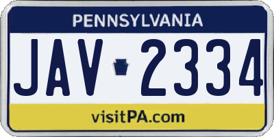 PA license plate JAV2334