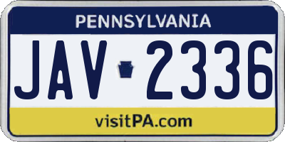 PA license plate JAV2336