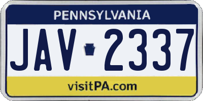 PA license plate JAV2337