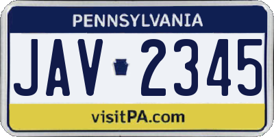 PA license plate JAV2345