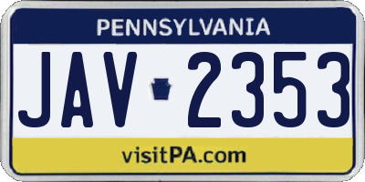 PA license plate JAV2353